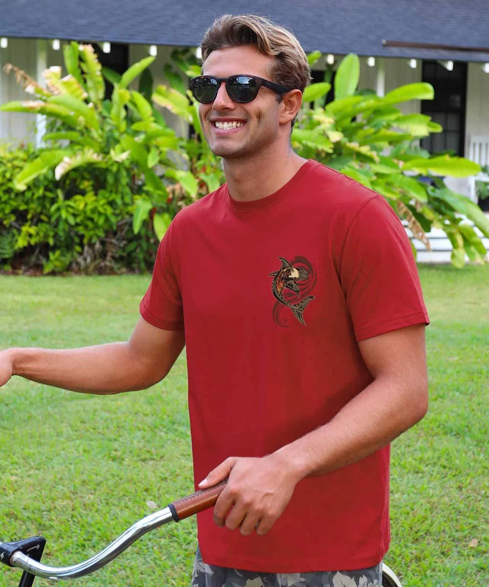 Tribal Mano Scenic - Rugby Red Short Sleeve Pima T-Shirt 4 Tribal Mano Scenic - Rugby Red Short Sleeve Pima T-Shirt - Image 2