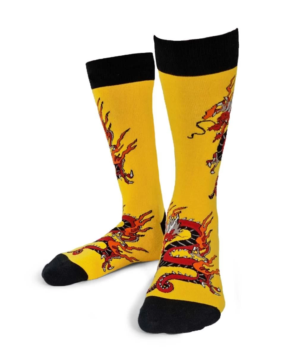 Crimson Dragon - Graphic Cotton Crew Socks 4 Crimson Dragon - Graphic Cotton Crew Socks - Image 2