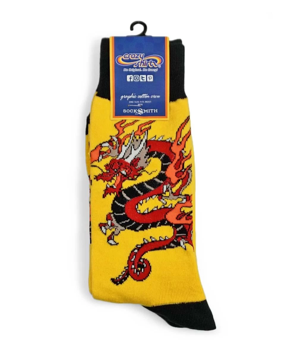 Crimson Dragon - Graphic Cotton Crew Socks 5 Crimson Dragon - Graphic Cotton Crew Socks - Image 3