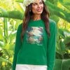 Vintage Tropic Beach Scene - Wintergreen Dyed Long Sleeve Crewneck T-Shirt -Freedom Style Shop 08fd6d00 849f 4227 8995 87f5abe4ed27