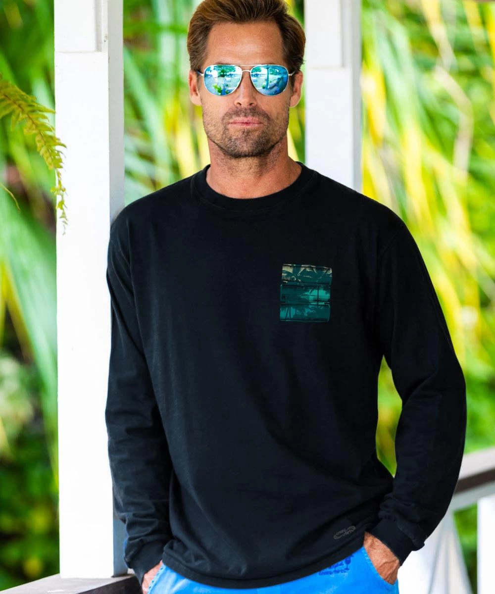 Color Block Surf - Black Long Sleeve Crewneck T-Shirt 4 Color Block Surf - Black Long Sleeve Crewneck T-Shirt - Image 2