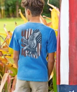 Eagle Flag - Blue Hawaii Dyed Short Sleeve Crewneck T-Shirt