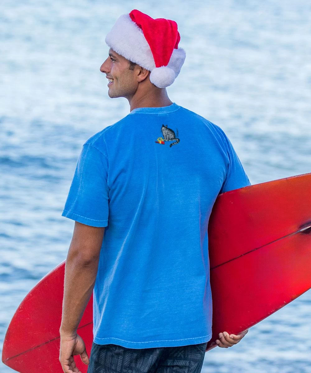 B. Kliban Santa Nose Cat - Blue Hawaii Dyed Short Sleeve Crewneck T-Shirt 4 B. Kliban Santa Nose Cat - Blue Hawaii Dyed Short Sleeve Crewneck T-Shirt - Image 2