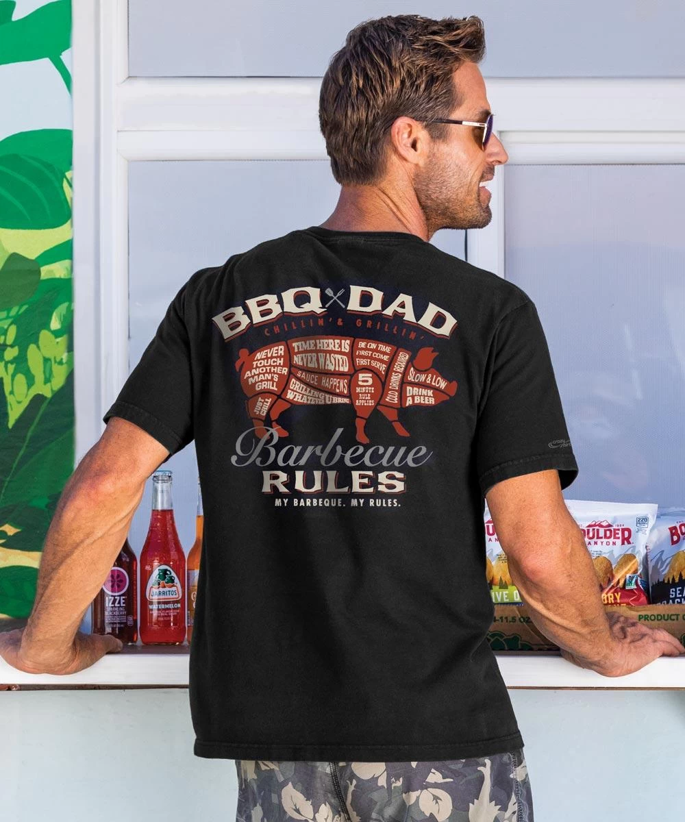 BBQ Dad Rules - Black Short Sleeve Crewneck T-Shirt 3 BBQ Dad Rules - Black Short Sleeve Crewneck T-Shirt