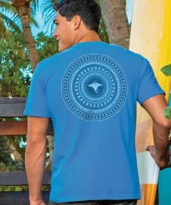 Tribal Rings Manta - Blue Hawaii Dyed Short Sleeve Crewneck T-Shirt
