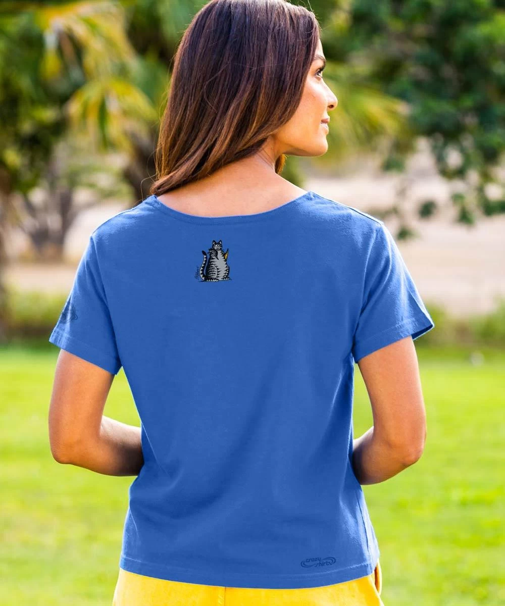 B. Kliban Mama Cat - Sapphire Short Sleeve Scoop Neck T-Shirt 4 B. Kliban Mama Cat - Sapphire Short Sleeve Scoop Neck T-Shirt - Image 2