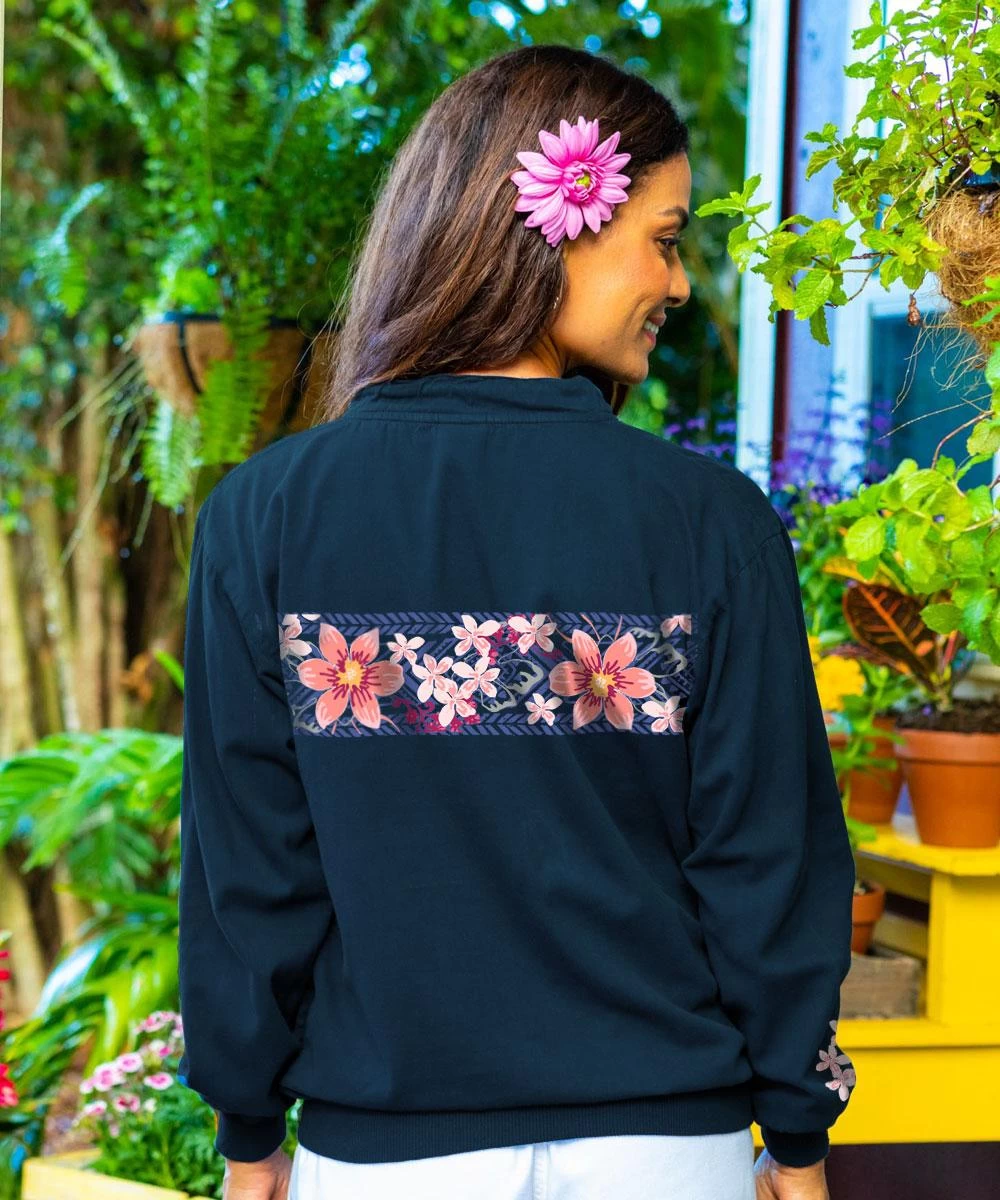 Blackberry Floral - Navy Long Sleeve Lightweight Pullover 4 Blackberry Floral - Navy Long Sleeve Lightweight Pullover - Image 2