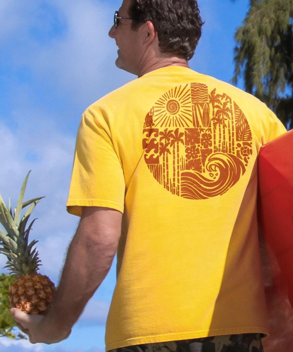 Tribal Island Elements - Pineapple Dyed Short Sleeve Crewneck T-Shirt 3 Tribal Island Elements - Pineapple Dyed Short Sleeve Crewneck T-Shirt