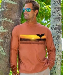 Tribal Whale Band - Chile Dyed Long Sleeve Crewneck T-Shirt