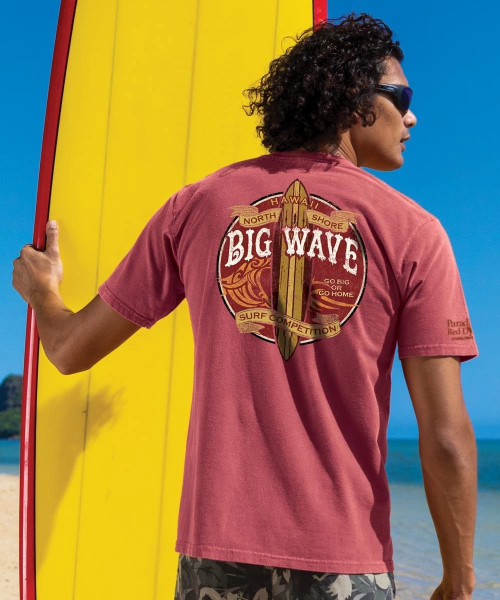 North Shore Big Wave - Paradise Red Dyed Short Sleeve Crewneck T-Shirt 3 North Shore Big Wave - Paradise Red Dyed Short Sleeve Crewneck T-Shirt