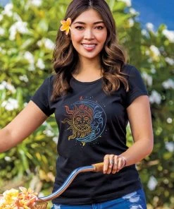 Sun And Moon Dance - Jet Black Short Sleeve Pima T-Shirt