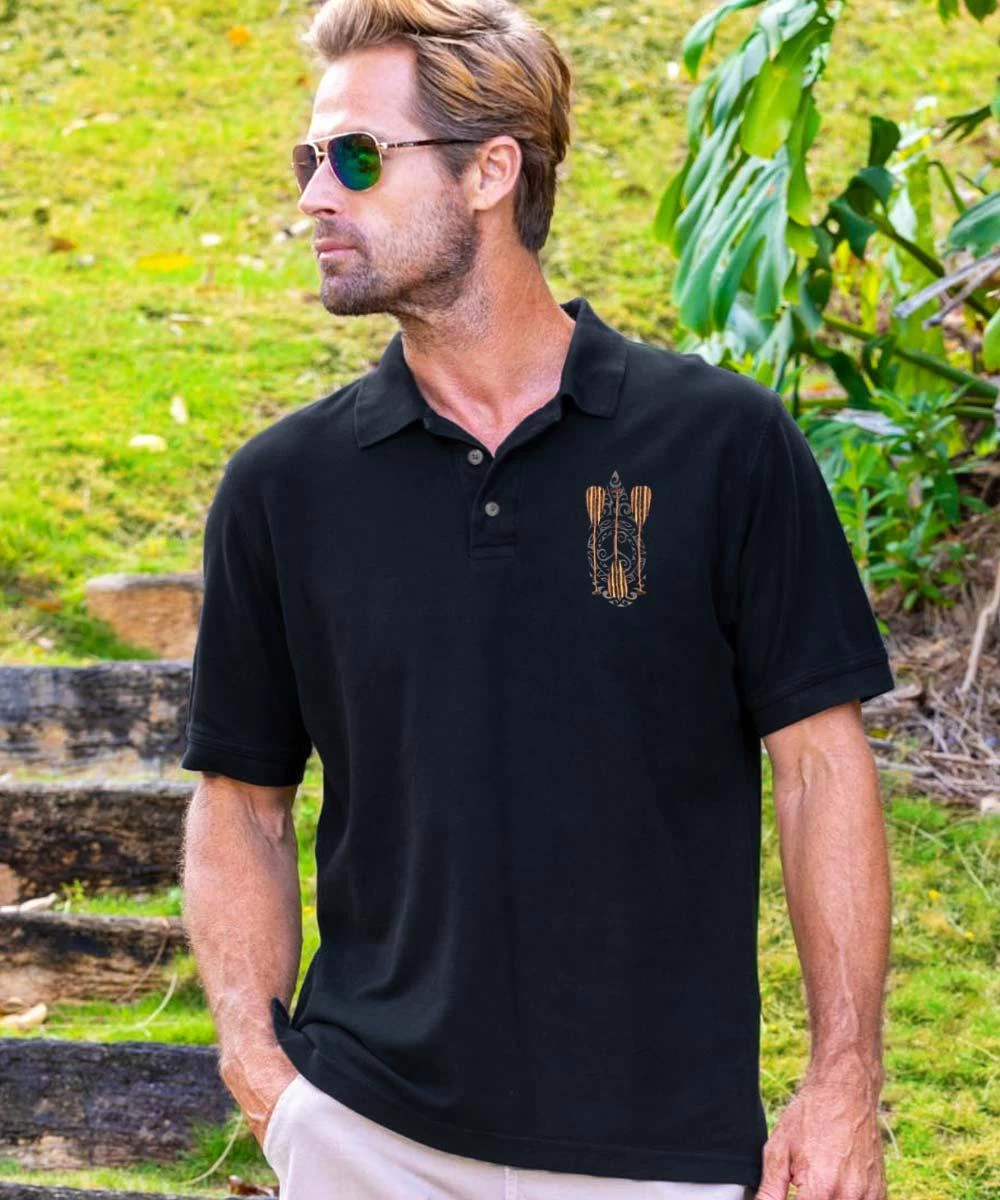 Canoe Hoe - Black Short Sleeve Pique’ Polo Shirt 3 Canoe Hoe - Black Short Sleeve Pique’ Polo Shirt