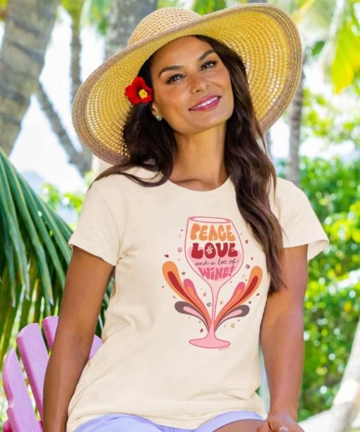 Peace Love And Wine - Coconut Dyed Short Sleeve Crewneck T-Shirt -Freedom Style Shop 3b433c3e 0899 4a64 8d5a bb0a27891c81