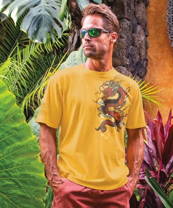 Crimson Dragon - Pineapple Dyed Short Sleeve Crewneck T-Shirt 3 Crimson Dragon - Pineapple Dyed Short Sleeve Crewneck T-Shirt
