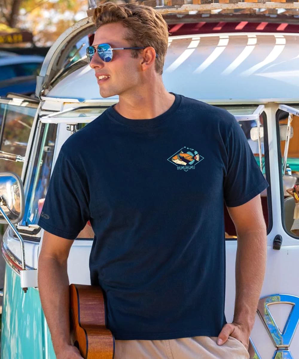 Humu Hawaii Diamond - Navy Short Sleeve Crewneck T-Shirt 4 Humu Hawaii Diamond - Navy Short Sleeve Crewneck T-Shirt - Image 2