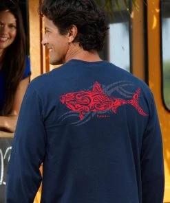 Red Shark - Navy Long Sleeve Crewneck T-Shirt