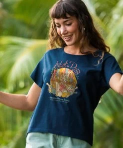 Hawaiian Humane Society Bowling Paws - Navy Short Sleeve Scoop Neck T-Shirt