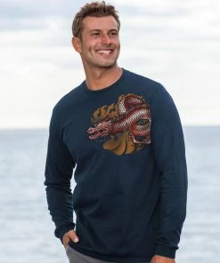 Dragon Summit - Navy Long Sleeve Crewneck T-Shirt