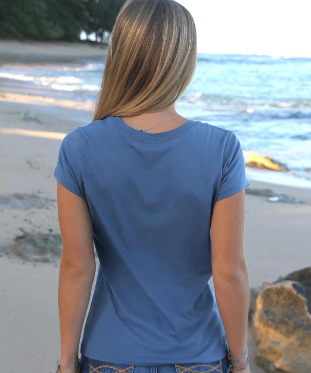 Brush Palm - Sapphire Short Sleeve Pima T-Shirt 4 Brush Palm - Sapphire Short Sleeve Pima T-Shirt - Image 2