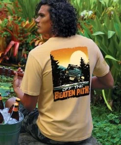 Jeep Off The Beaten Path - Pale Ale Dyed Short Sleeve Crewneck T-Shirt