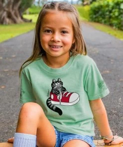 B. Kliban Cat In Sneaker - Key Lime Dyed Short Sleeve Crewneck T-Shirt