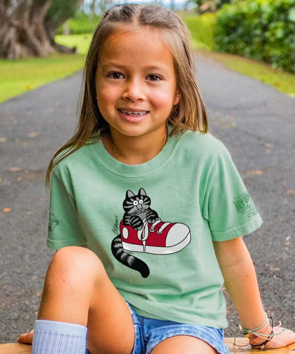 B. Kliban Cat In Sneaker - Key Lime Dyed Short Sleeve Crewneck T-Shirt 3 B. Kliban Cat In Sneaker - Key Lime Dyed Short Sleeve Crewneck T-Shirt