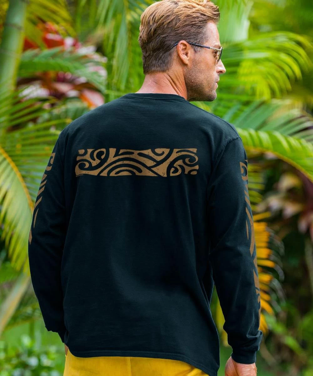 Mahelona - Black Long Sleeve Crewneck T-Shirt 4 Mahelona - Black Long Sleeve Crewneck T-Shirt - Image 2