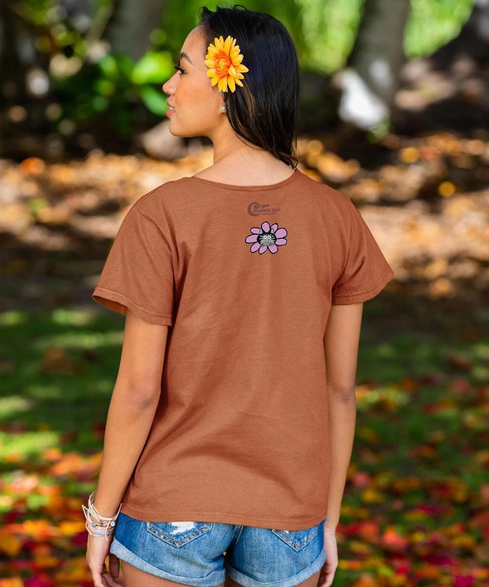 B. Kliban Crazy Daisies - Cinnamon Dyed Short Sleeve Scoop Neck T-Shirt 4 B. Kliban Crazy Daisies - Cinnamon Dyed Short Sleeve Scoop Neck T-Shirt - Image 2