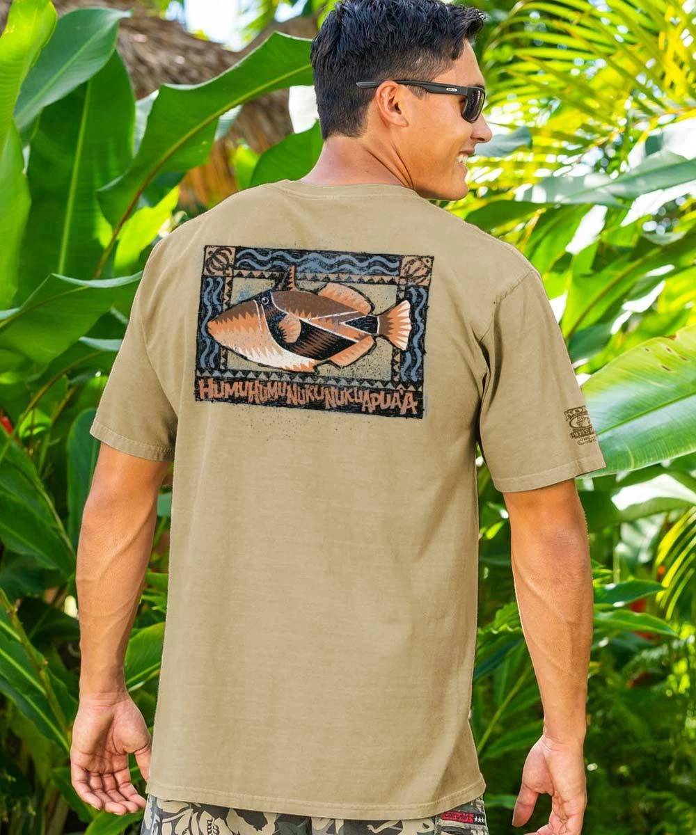 Humu Woodblock - Kona Coffee Dyed Short Sleeve Crewneck T-Shirt 3 Humu Woodblock - Kona Coffee Dyed Short Sleeve Crewneck T-Shirt