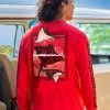Spotted Eagle Ray - Candy Apple Red Dyed Long Sleeve Crewneck T-Shirt -Freedom Style Shop 59062a8c 8288 4f83 bec7 35abda789122