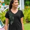Misty Monstera - Jet Black Short Sleeve Pima V-Neck T-Shirt 1 Misty Monstera - Jet Black Short Sleeve Pima V-Neck T-Shirt -Freedom Style Shop 60569416 60e8 4777 a438 b2147d24b543