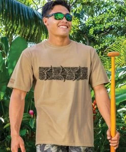 Tribal Manta Linear - Kona Coffee Dyed Short Sleeve Crewneck T-Shirt