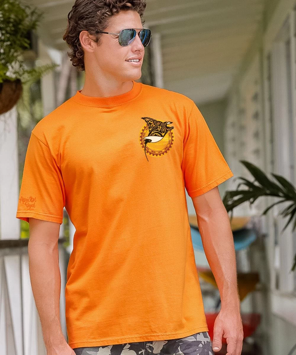 Tribal Manta Surf - Apricot Dyed Short Sleeve Crewneck T-Shirt 4 Tribal Manta Surf - Apricot Dyed Short Sleeve Crewneck T-Shirt - Image 2