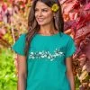 Hibiscus Swirl Band - Jade Short Sleeve Scoop Neck T-Shirt