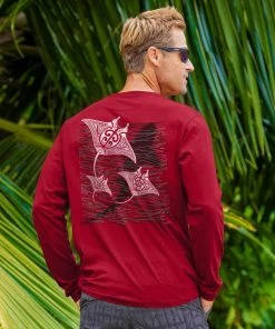Cruzing Manta Mano - Rugby Red Long Sleeve Pima T-Shirt