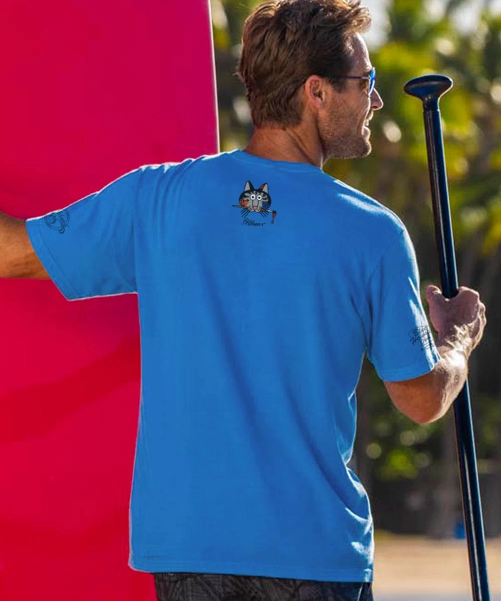 B. Kliban Artist Cat - Blue Hawaii Dyed Short Sleeve Crewneck T-Shirt 4 B. Kliban Artist Cat - Blue Hawaii Dyed Short Sleeve Crewneck T-Shirt - Image 2