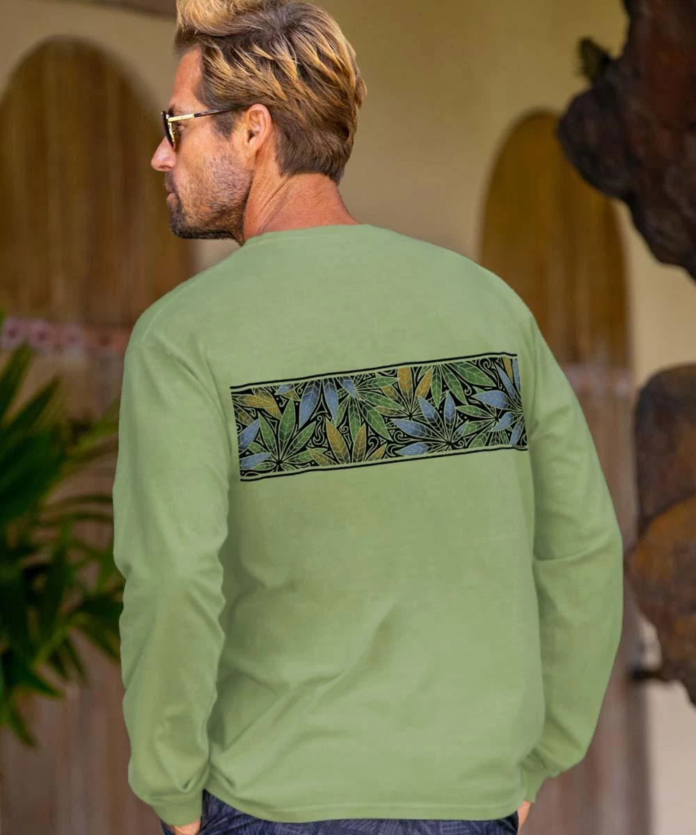 Blue Hemp Band - Hemp Dyed Long Sleeve Crewneck T-Shirt 4 Blue Hemp Band - Hemp Dyed Long Sleeve Crewneck T-Shirt - Image 2
