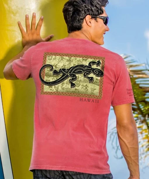 Tribal Petro Gecko - Paradise Red Dyed Short Sleeve Crewneck T-Shirt -Freedom Style Shop 69d96b70 5a01 4505 b7d0 01967a546ef9