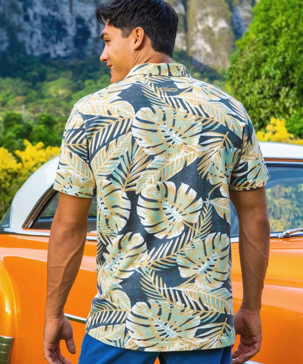 Kia’i - Blue/Tan Short Sleeve Hawaiian Polo Shirt 4 Kia’i - Blue/Tan Short Sleeve Hawaiian Polo Shirt - Image 2