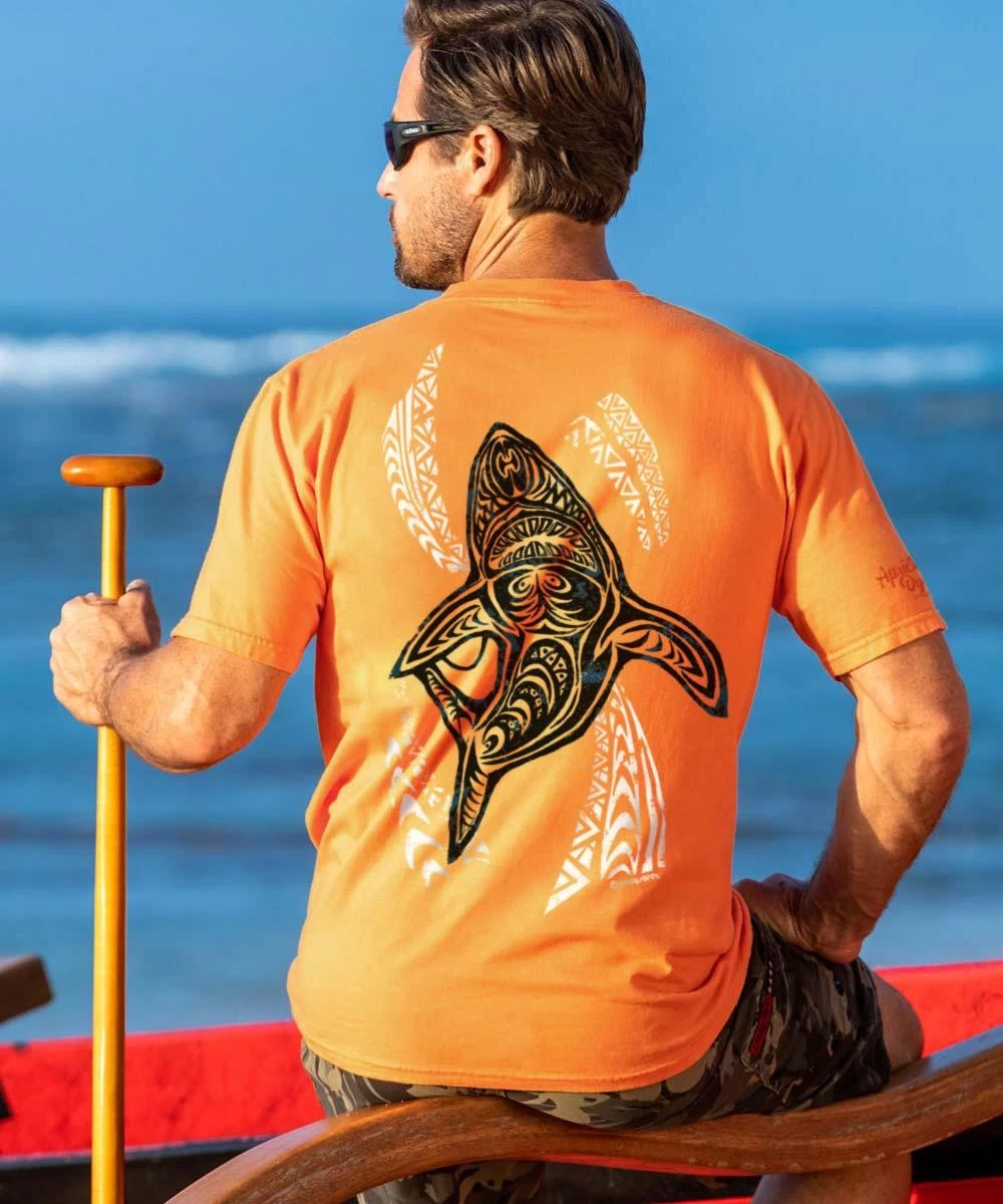 Shark Wave - Apricot Dyed Short Sleeve Crewneck T-Shirt 3 Shark Wave - Apricot Dyed Short Sleeve Crewneck T-Shirt