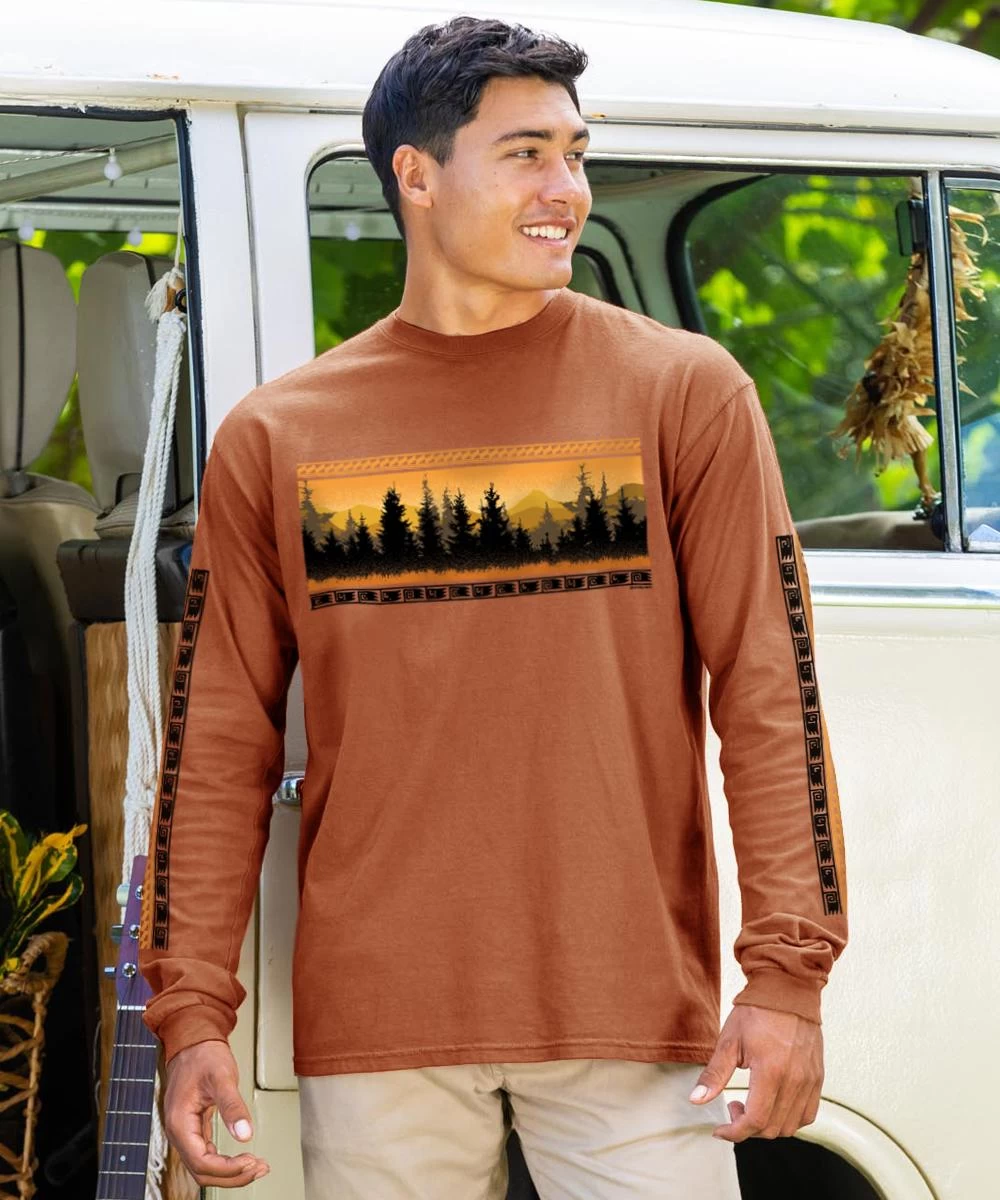 Mountain View Band - Cinnamon Dyed Long Sleeve Crewneck T-Shirt 3 Mountain View Band - Cinnamon Dyed Long Sleeve Crewneck T-Shirt