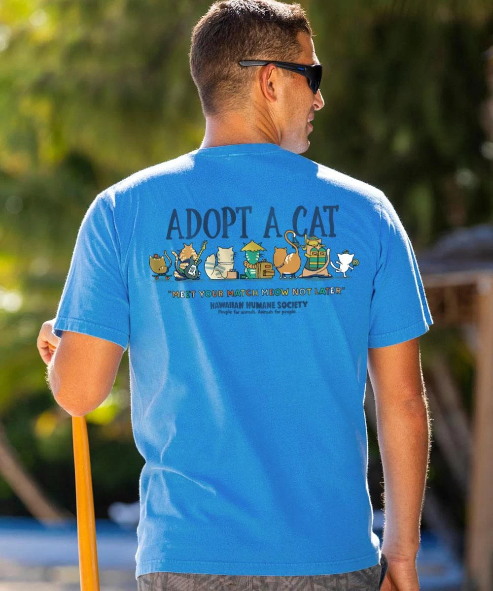 Hawaiian Humane Society Match Meow - Blue Hawaii Dyed Short Sleeve Crewneck T-Shirt 4 Hawaiian Humane Society Match Meow - Blue Hawaii Dyed Short Sleeve Crewneck T-Shirt - Image 2
