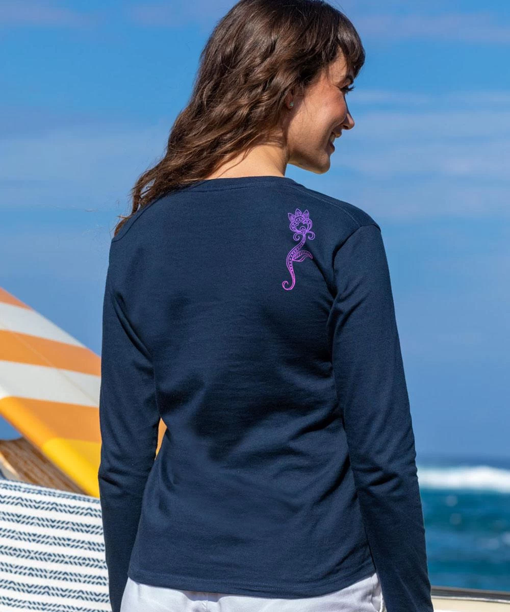 Ashanti - Navy Long Sleeve Crewneck T-Shirt 4 Ashanti - Navy Long Sleeve Crewneck T-Shirt - Image 2