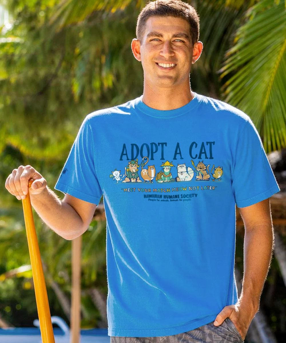 Hawaiian Humane Society Match Meow - Blue Hawaii Dyed Short Sleeve Crewneck T-Shirt 3 Hawaiian Humane Society Match Meow - Blue Hawaii Dyed Short Sleeve Crewneck T-Shirt