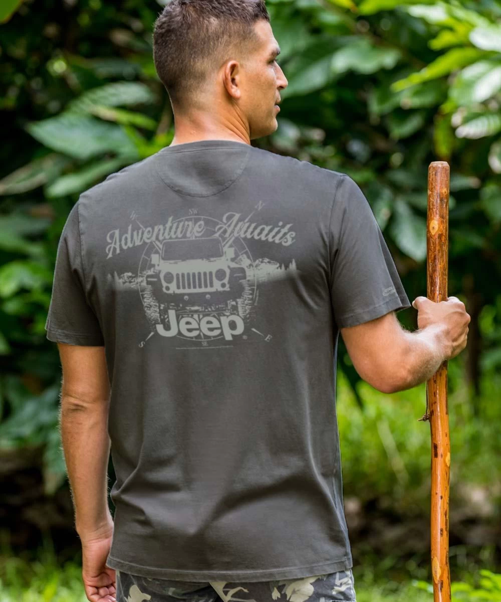 Jeep Adventure Awaits - Smoke Short Sleeve Pima T-Shirt 2 Jeep Adventure Awaits - Smoke Short Sleeve Pima T-Shirt