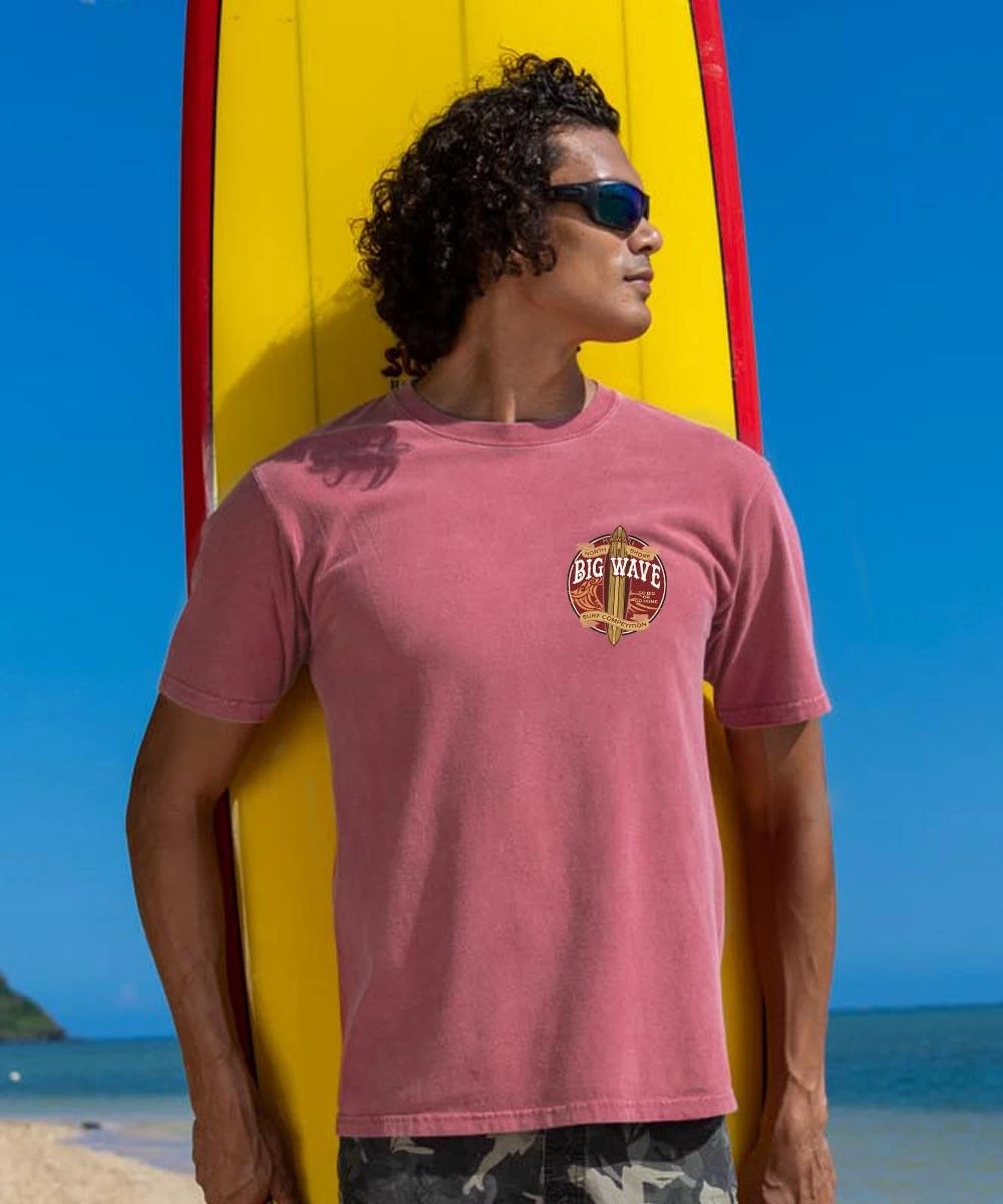 North Shore Big Wave - Paradise Red Dyed Short Sleeve Crewneck T-Shirt 4 North Shore Big Wave - Paradise Red Dyed Short Sleeve Crewneck T-Shirt - Image 2