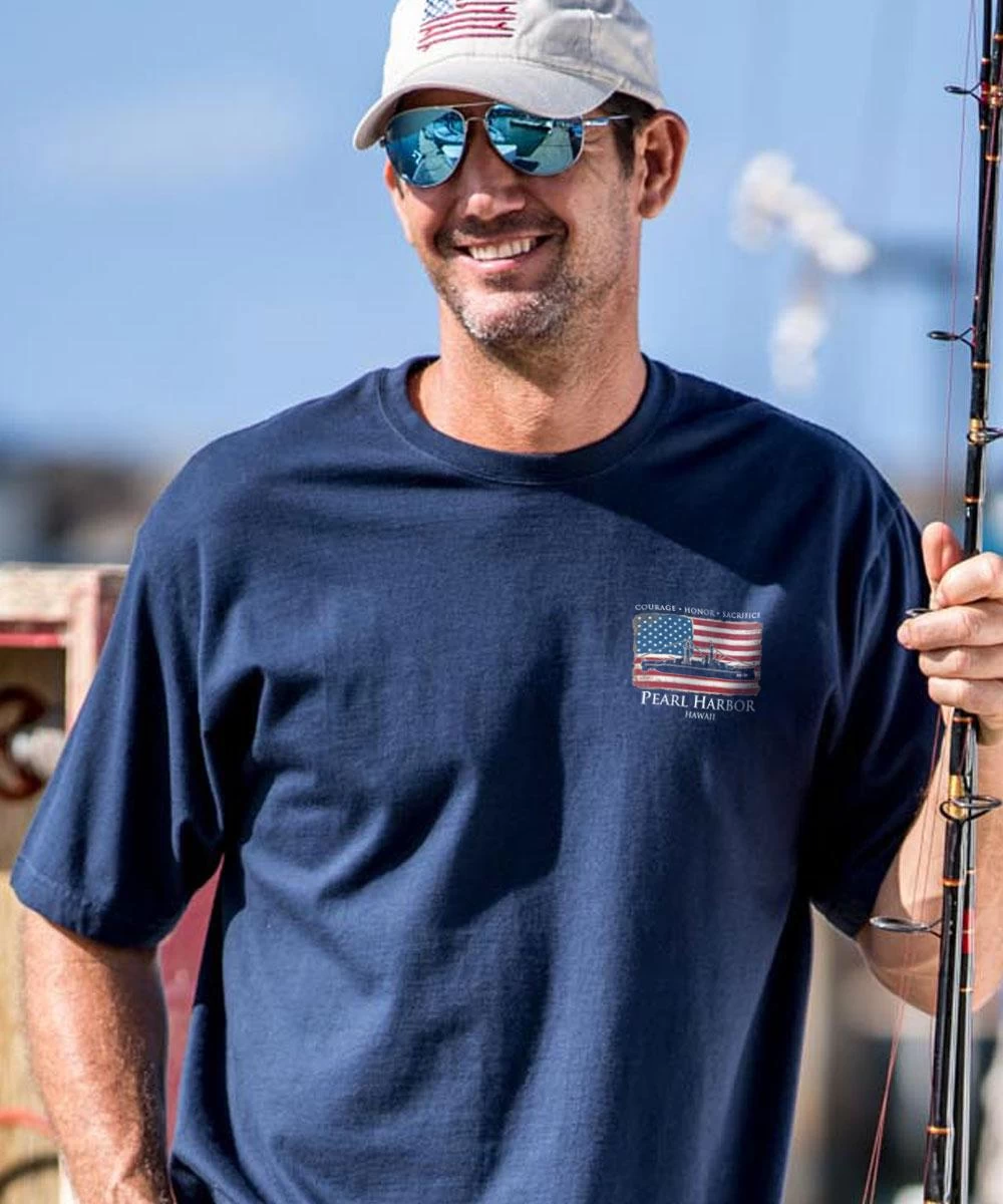 US Honor Flag - Navy Short Sleeve Crewneck T-Shirt 4 US Honor Flag - Navy Short Sleeve Crewneck T-Shirt - Image 2