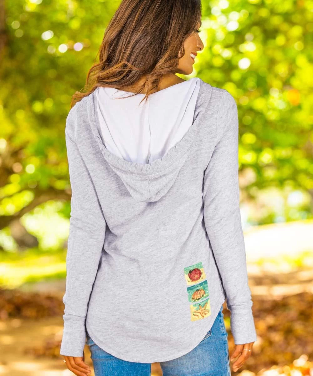 Sea Creatures - White Grey Heather Long Sleeve Harmony Hooded T 4 Sea Creatures - White Grey Heather Long Sleeve Harmony Hooded T - Image 2