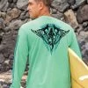 Tribal Nalu Aumakuas - Key Lime Dyed Long Sleeve Crewneck T-Shirt