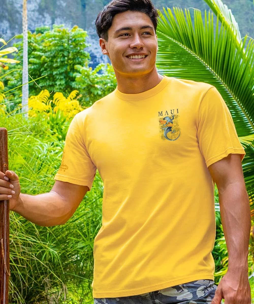 Gecko Watercolor - Pineapple Dyed Short Sleeve Crewneck T-Shirt 4 Gecko Watercolor - Pineapple Dyed Short Sleeve Crewneck T-Shirt - Image 2